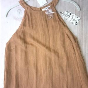 NWT Honey Belle Linen Halter Fringe Top M